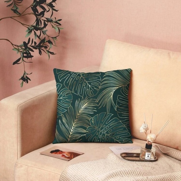 Pillow Cover, Green Tropical Leaves, Modern Contemporary Decor - Picture 5 of 6